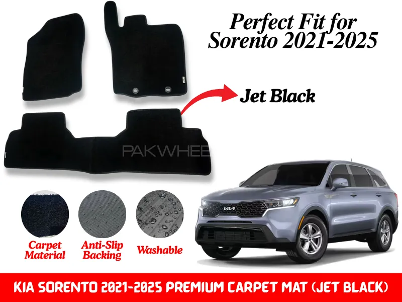 Premium Quality KIA Sorento 2021-2025 Fitting Carpet Floor Mats (Jet Black) | Perfect Fit Mats Image-1