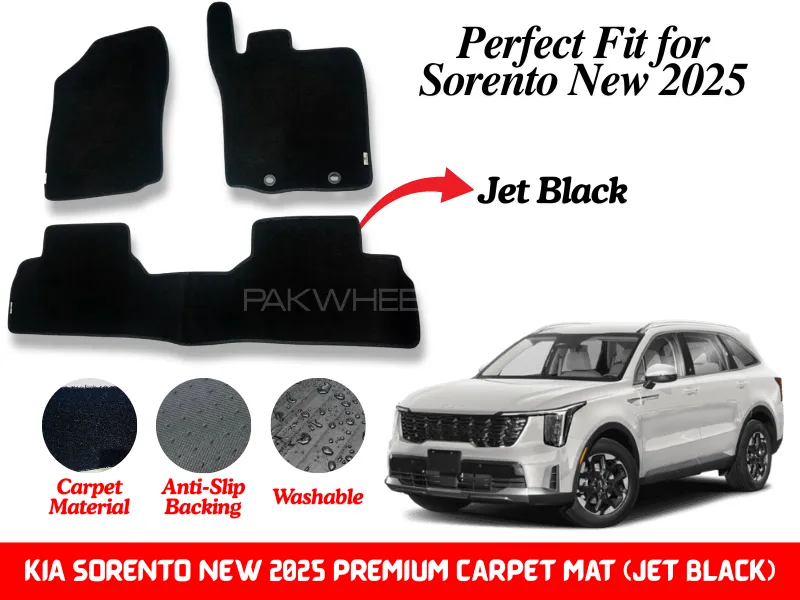 Premium Quality KIA Sorento New 2025 Fitting Carpet Floor Mats (Jet Black) | Perfect Fit Mats Image-1