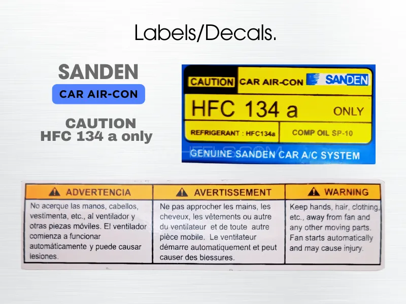 Engine Room Caution Stickers | HFC R 134a Only | Warning for Automatic Fan | Set of Two Labels Engine Room Caution Stickers | HFC R 134a Only | Warning for Automatic Fan | Set of Two Labels Image-2