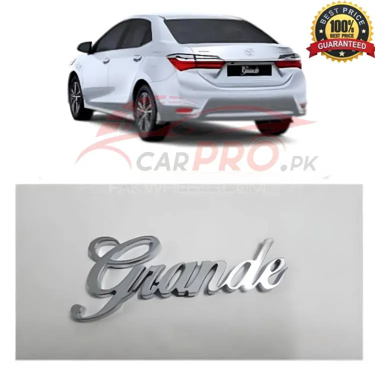Grande Monogram For Toyota Corolla - Grande Logo in Chrome - Toyota Rear Trunk Grande Logo. Image-1