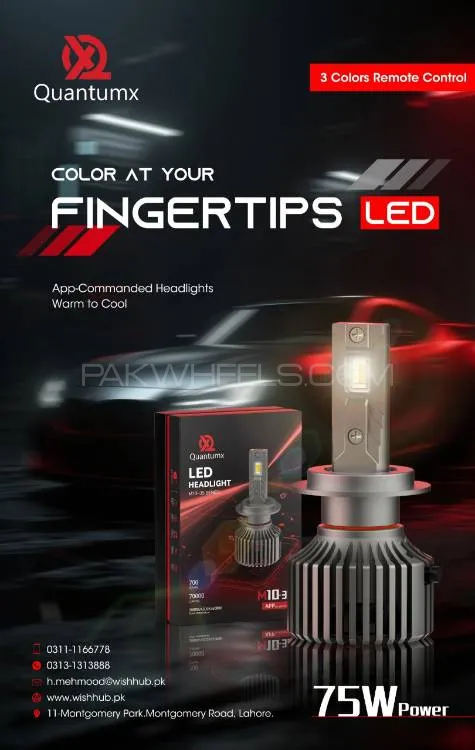 2 Pcs Quantumx LED Headlight 70000 Luminous Multi Colour App Control 9005 Head lamp 700W  H11 Hold Image-1