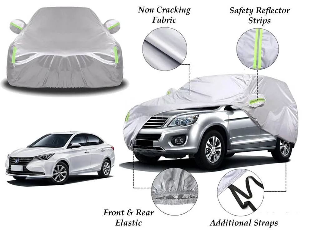 Changan Alsvin Top Cover | Side Mirror Pockets | Reflector Strips | 100% Dust & Water Proof Image-1
