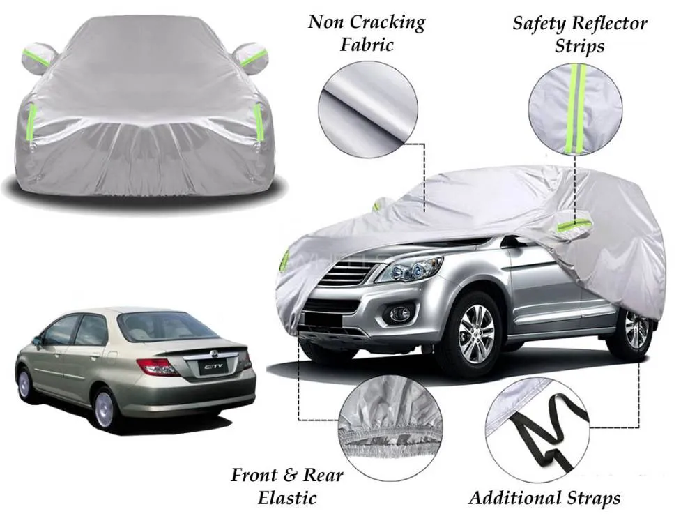 Honda City 2003 - 2008 Top Cover | Side Mirror Pockets | Reflector Strips | 100% Dust & Water Proof Image-1