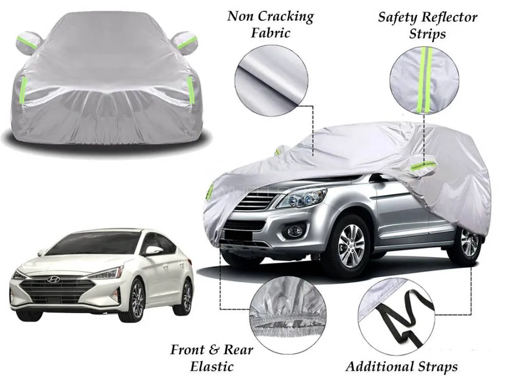 Hyundai Elantra Top Cover | Side Mirror Pockets | Reflector Strips | 100% Dust & Water Proof Image-1
