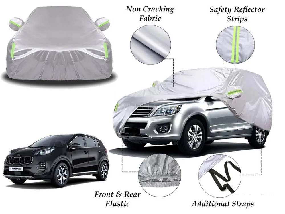 Kia Sportage Top Cover | Side Mirror Pockets | Reflector Strips | 100% Dust & Water Proof Kia Sportage Top Cover | Side Mirror Pockets | Reflector Strips | 100% Dust & Water Proof Image-1
