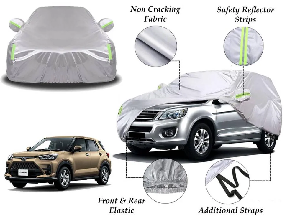 Toyota Raize Top Cover | Side Mirror Pockets | Reflector Strips | 100% Dust & Water Proof Image-1