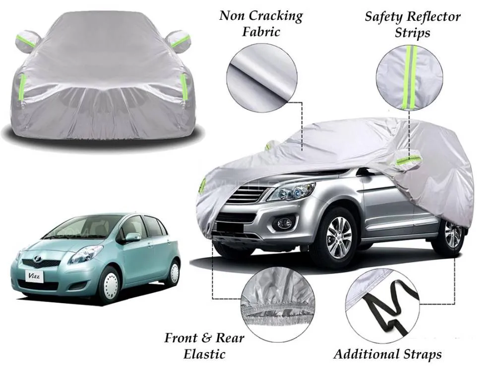 Toyota Vitz 2005 - 2010 Top Cover | Side Mirror Pockets | Reflector Strips | 100% Dust & Water Proof Image-1