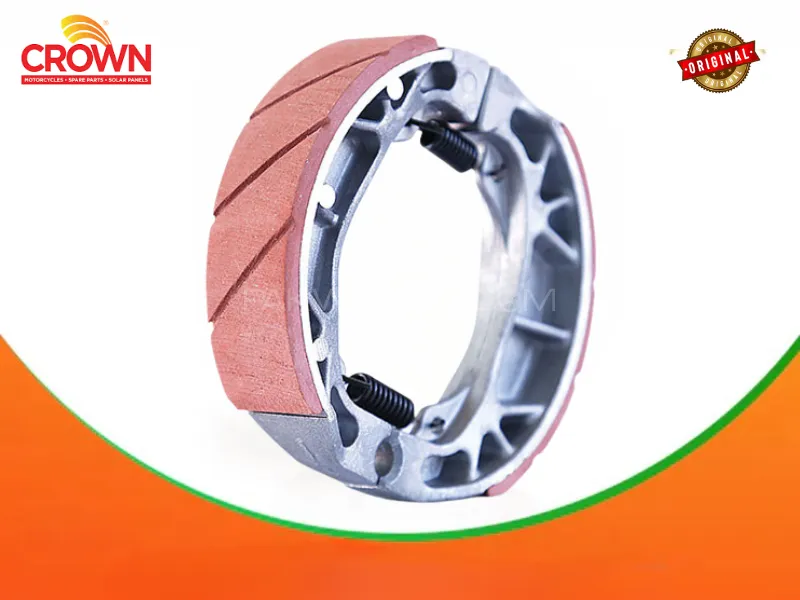 Crown Lifan Brake Shoe Set with Spring Cut Type Red Lining for CD70 Motorcycles Image-1