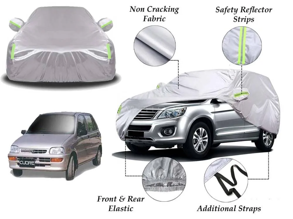 Daihatsu Cuore Top Cover | Side Mirror Pockets | Reflector Strips | 100% Dust & Water Proof Image-1