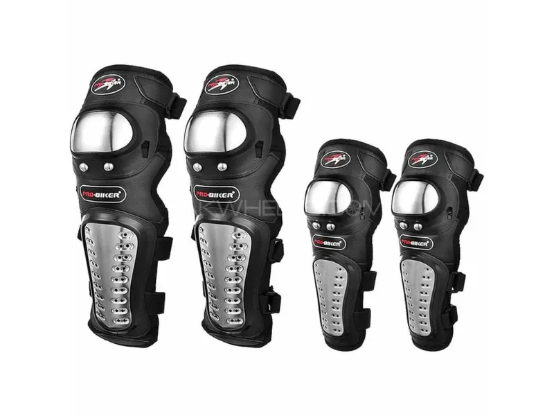 PRO Biker HX-P15 Knee & Elbow Metallic Guards | Motorcycle Riding Protective Gear Image-1