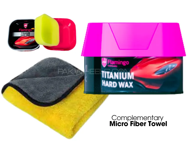 Flamingo | Flamingo Titanium Hard Wax | 200g | with Complementary Micro Fiber Towel | Repels Dust &  Image-1