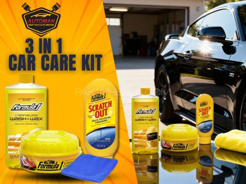 Formula 1 3-in-1 Car Care Kit with FREE Microfiber Cloth – Clean, Shine & Protect Image-1