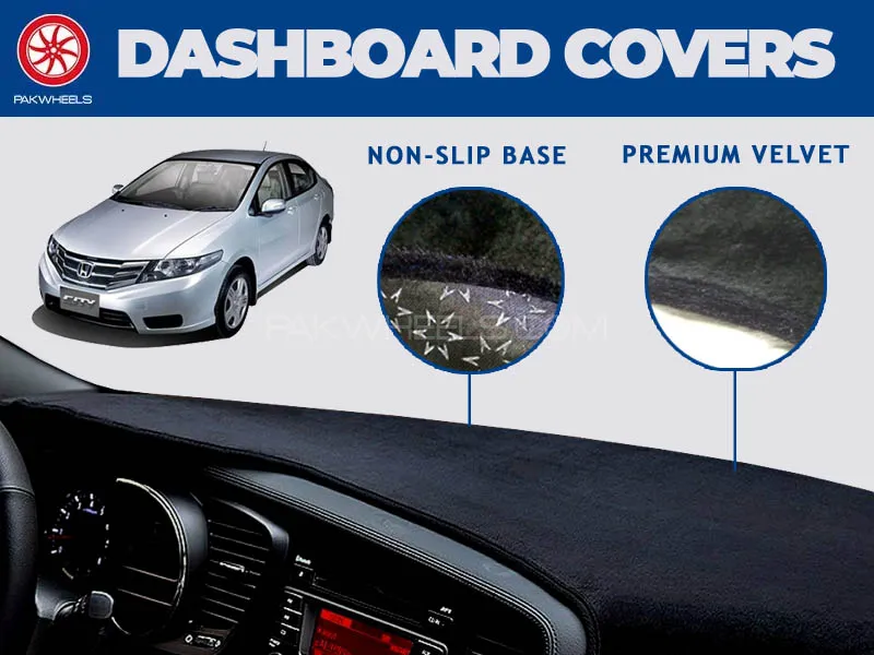 PakWheels Velvet Dashboard Cover For Honda City 2009 - 2020 | Non-Slip | Washable | Heat Proof Image-1
