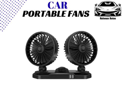 Universal Car Double Head Fan with Dual USB Charging Port – 360° Rotation, Powerful Cooling & Quiet  Universal Car Double Head Fan with Dual USB Charging Port – 360° Rotation, Powerful Cooling & Quiet