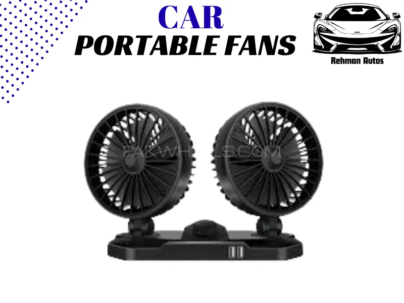 Universal Car Double Head Fan with Dual USB Charging Port – 360° Rotation, Powerful Cooling & Quiet  Image-1