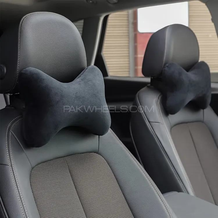 (Pack of 2) Soft Car Headrest Velvet, Portable and Washable Car Travel Neck Rest Pillow Image-1