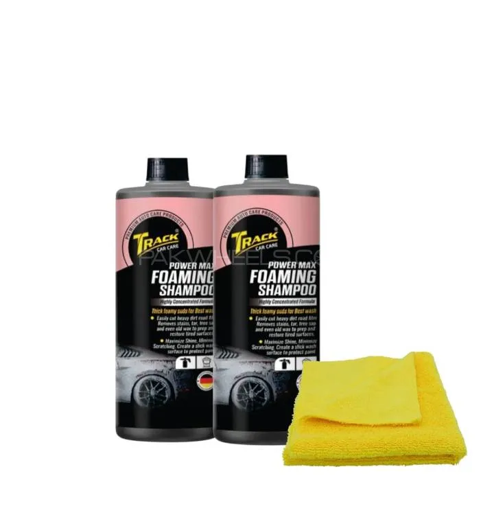 Track Car Care-Pack of 2 Foaming Shampoo 500ml With Free Microfiber Towel Image-1