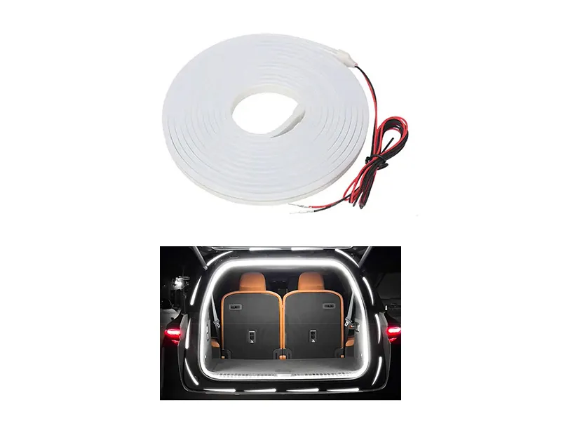  Universal 4M Car Trunk Light Strip with Dynamic Flowing Lighting 12V - White Image-1