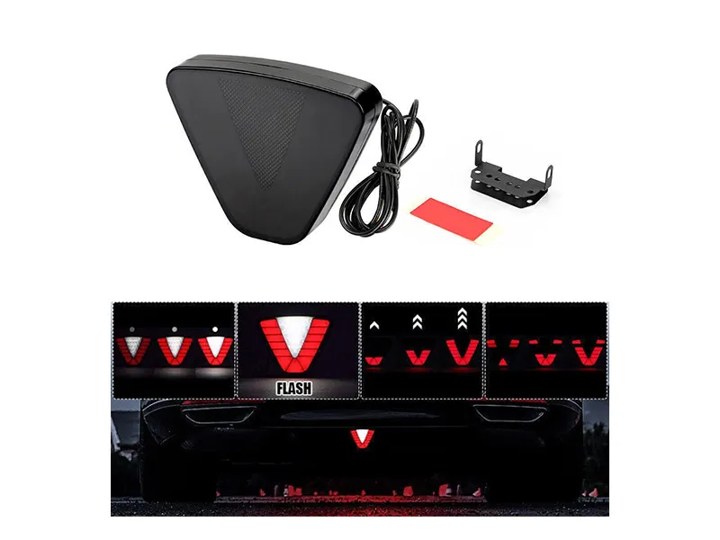  Universal F1 Style LED Strobe Rear Third Brake Lamp Stop Tail Light Lamp Triangle - Red & White Image-1