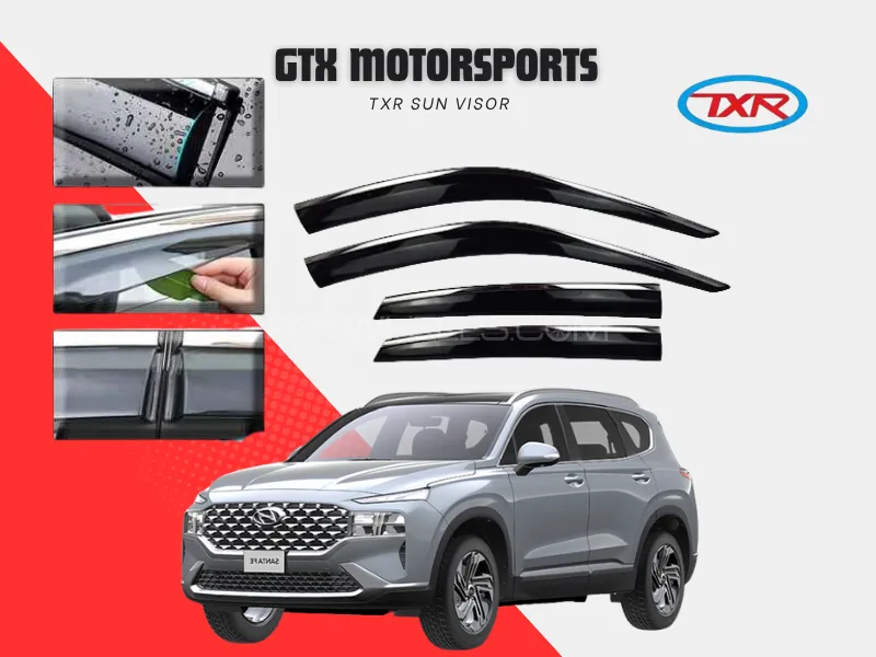 TXR Stainless Steel Door Visor / Air Press – Hyundai Santa Fe (4Pcs Set) Image-1