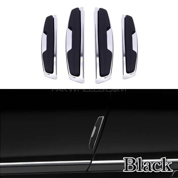 4pcs Universal Car Door Protector Side Edge Protection Guards Anti-Collision Black Image-1