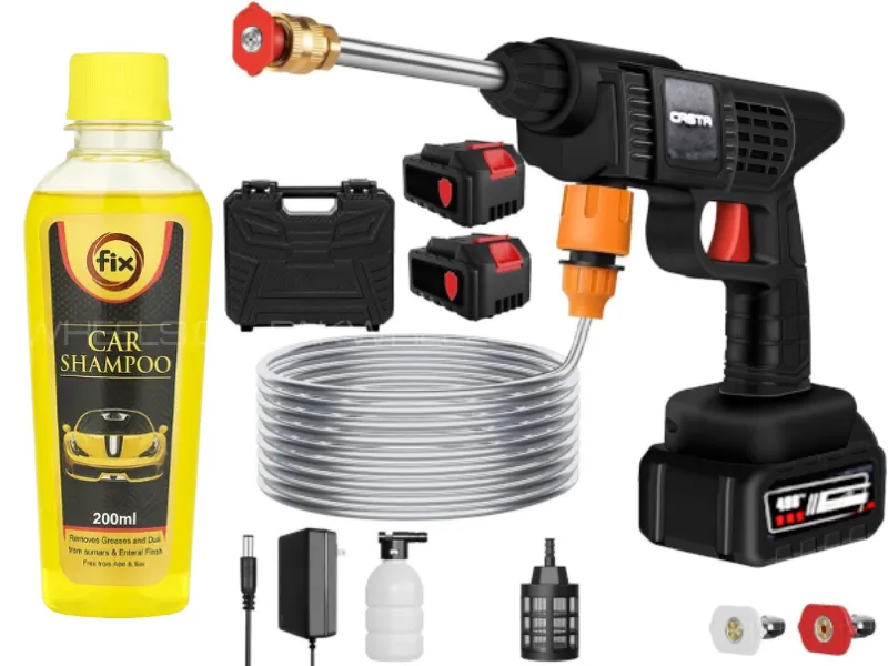 Rechargeable Lithium Battery Cordless High Pressure Car Cleaning Washer free 200ML Shampoo Image-1