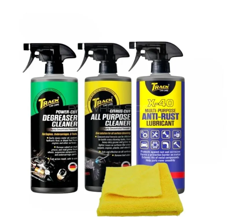 Track 3 in 1 Cleaning Kit- All Purpose Cleaner, Degreaser Cleaner, Anti Rust Lubricant 500ml Image-1