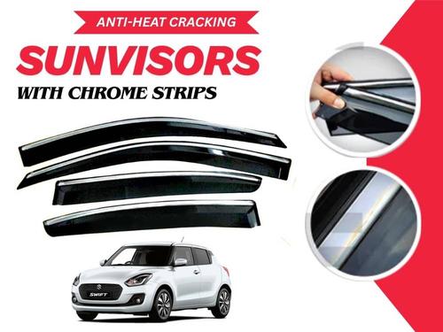 Suzuki Swift 2022 - 2025 Sun Visor With Chrome Strips | Air Press | Anti-Heat Cracking Sun Visors  Suzuki Swift 2022 - 2025 Sun Visor With Chrome Strips | Air Press | Anti-Heat Cracking Sun Visors