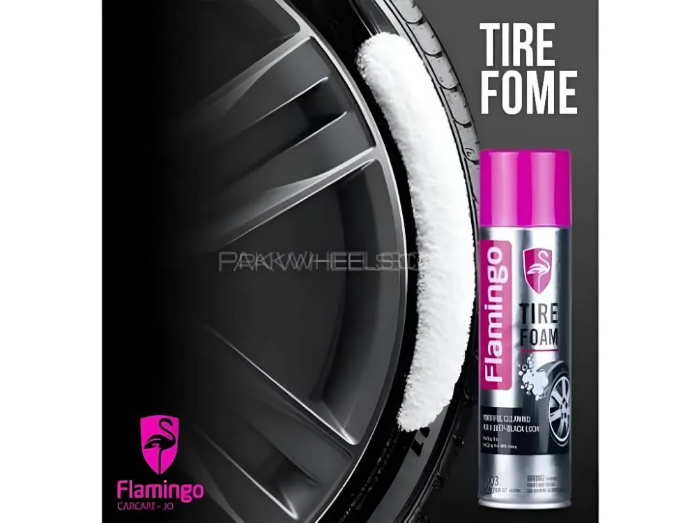 Original Flamingo Tire Foam Spray 650ml – Tire Shine & Care Cleaner for Cars and Bikes" Original Flamingo Tire Foam Spray 650ml – Tire Shine & Care Cleaner for Cars and Bikes" Image-1