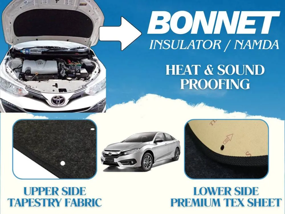 Honda Civic 2016-2021 Bonnet Insulator | Bonnet Namda | Double Layer | Heat & Sound Proofing Image-1