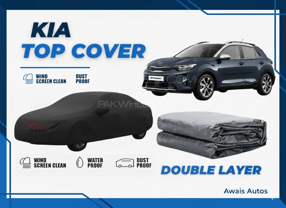Kia Stonic 2021–2024 EX | Black Double Layer Car Top Cover | Waterproof & Scratch Resistant Image-1