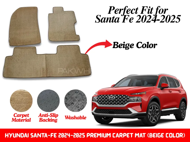 Premium Quality Hyundai Santa-Fe 2024-2025 Fitting Carpet Floor Mats (Beige) | Perfect Fit Mats Premium Quality Hyundai Santa-Fe 2024-2025 Fitting Carpet Floor Mats (Beige) | Perfect Fit Mats Image-1