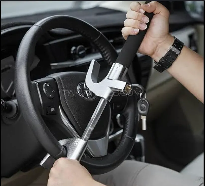 Universal Car Steering Wheel Lock | Heavy-Duty Anti-Theft Security Device | Adjustable Fit for All C Image-1
