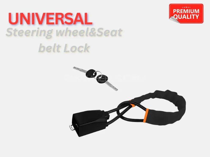 Anti-Theft Steering Wheel & Seat Belt Lock | Heavy-Duty Universal Car Security Device Image-1