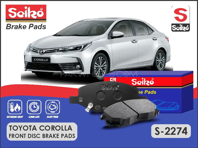 Toyota Corolla Altis 2014-2023 Premium Seiko Front Disc Brake Pad Image-1