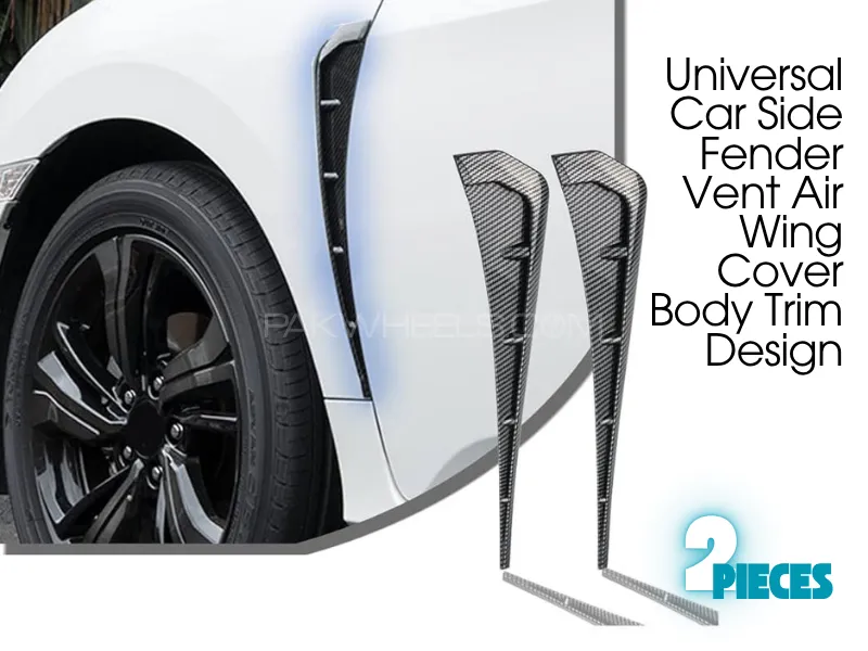 Universal | 2 Pcs Carbon Fiber | Side Fender Vent Air Wing Cover | Body Trim Design  Image-1