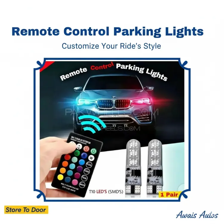 SMD LED Car Parking Light Bulbs (Pair) with Remote Control – Multi-Mode Illumination Image-1
