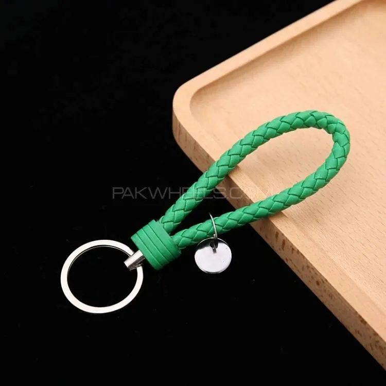 Trendy Leather Cord Keychain Green Image-1
