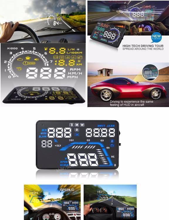 ALL CARs Head Up Display Multi Color Functions "Speed Digital RPM" Image-1