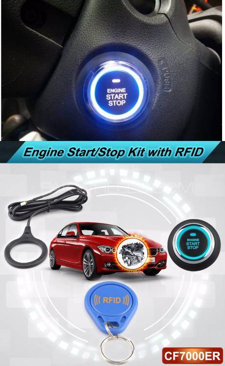 Touch Start Car - Push Start Stop AC + Engine Button RFID Tags Image-1
