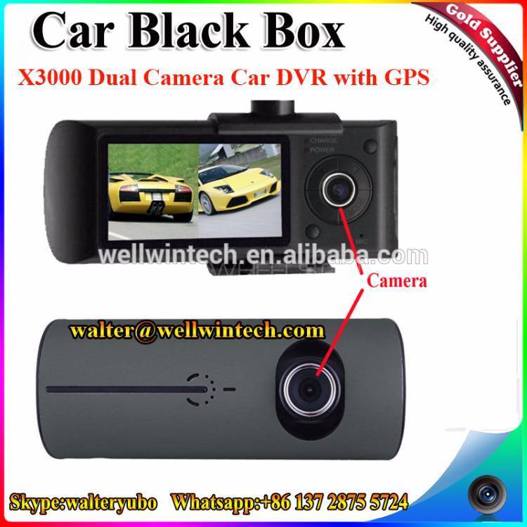 GPS Front Inside Video Audio Recorder CAR DVR Cam Dual Lens Image-1