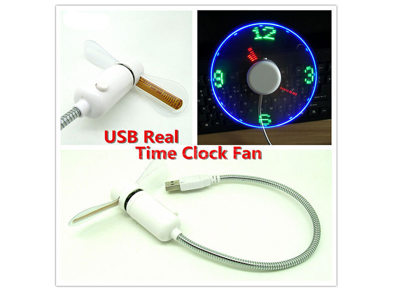 USB Clock Fan - Blue Green Image-1