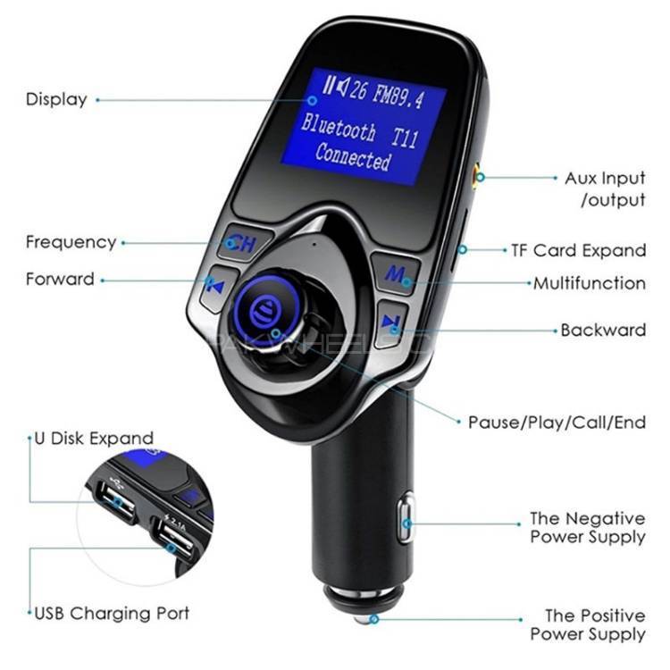 Car Bluetooth, MP3 FM Transmitter Imported Brand T11 Image-1