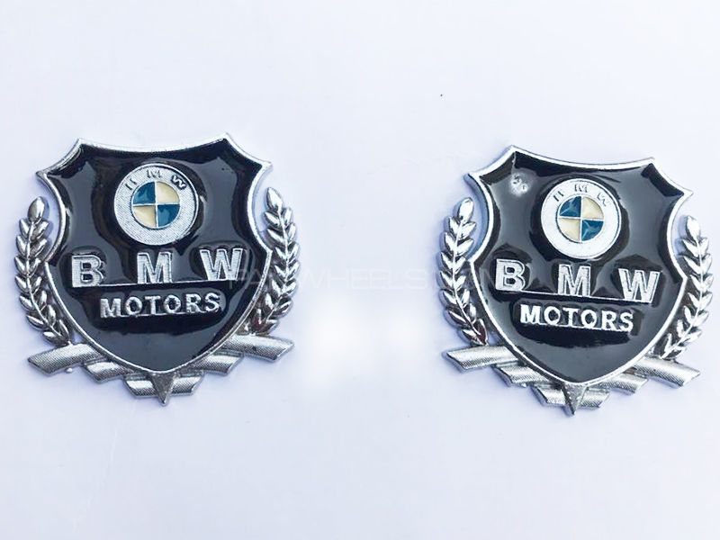 3D BMW Motors Metal Emblem - 2 Pcs Image-1