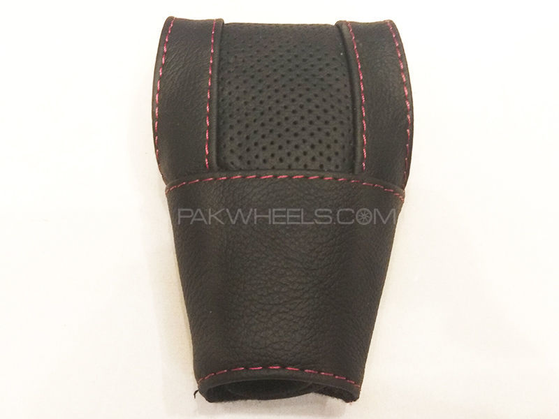 Gear Knob Cover For Auto Transmission - Black & Red Image-1