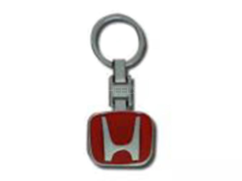 Metal Keychain - Honda Red And Chrome Image-1