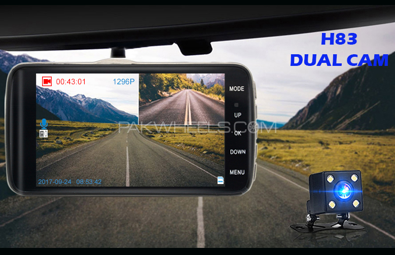 H83 DUAL Lens Cam "2 Way Recorder" Front-Rear of Car Image-1