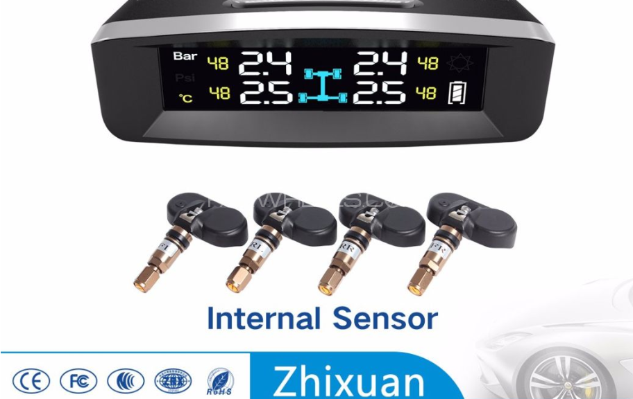 Tire Pressure TPMS PRO System for 4tyres Cars Universal Internal Sensors Image-1