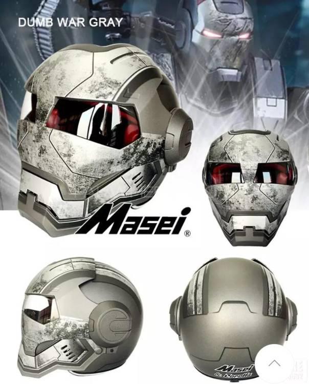 MASEI Classic Iron Man Motorcycle Helmet-Flip Up Vintage Racing Helmet Image-1