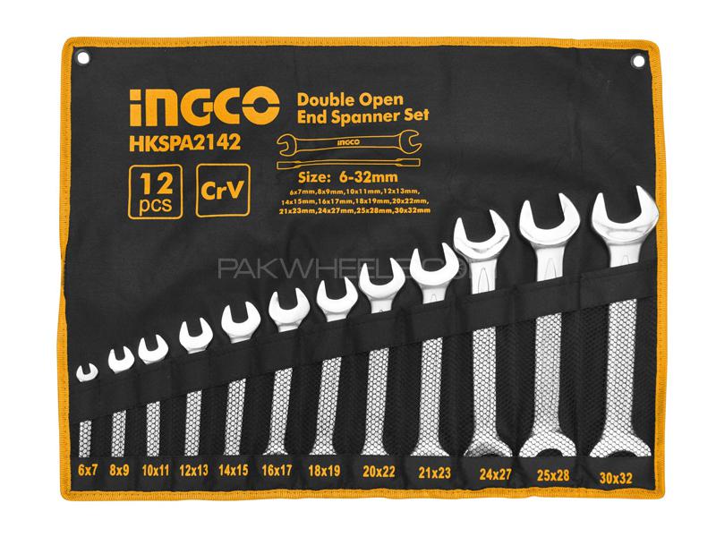 Ingco Double Open End Spanner Set 12Pcs Image-1